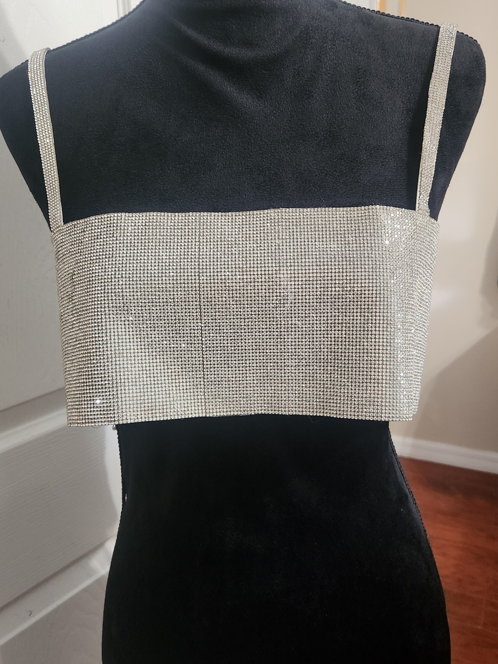 White Fox Boutique Silver Rhinestone Cropped Camisole